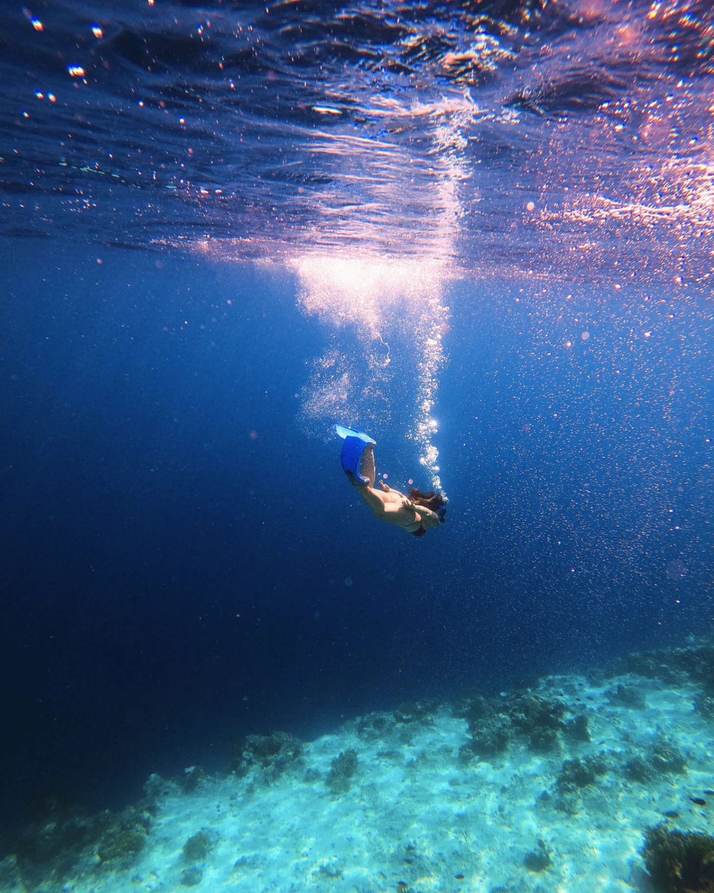 Schnorcheln im tiefblauen Wasser rund um die Gili Inseln