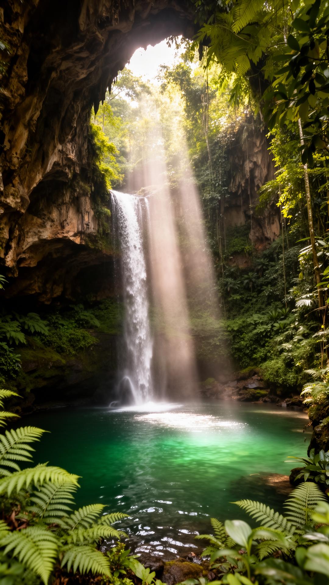 Versteckter Wasserfall im balinesischen Dschungel